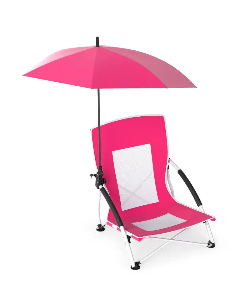 2 Pack Beach Umbrella Chair for Adults with Adjustable Parasol-Pink - Pink - Beach & Lawn Chairs