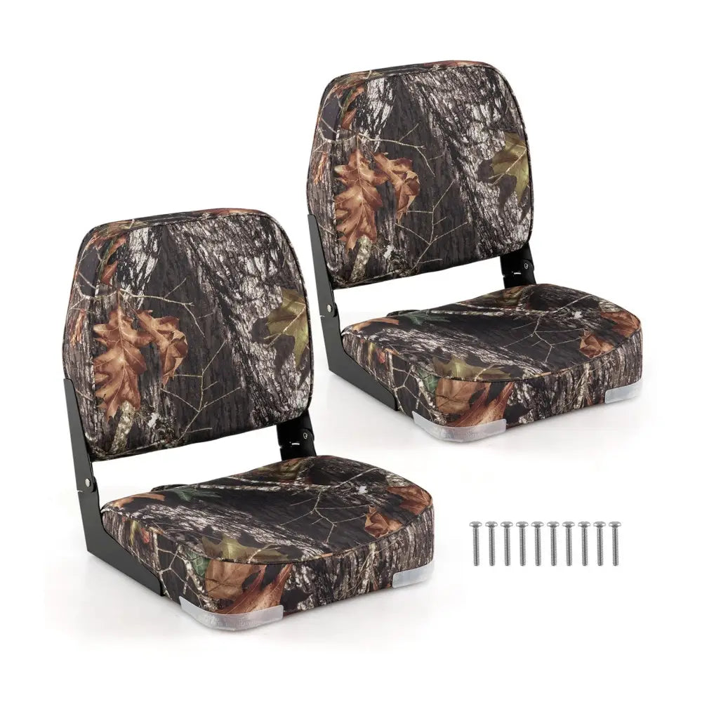 2-Pack Boat Seats Folding Low Back Boat Chairs Waterproof PVC Leather Cabin Seating-Camouflage - Camouflage - Surfing