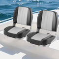 2-Pack Boat Seats Folding Low Back Boat Chairs Waterproof PVC Leather Cabin Seating-Gray - Gray - Surfing