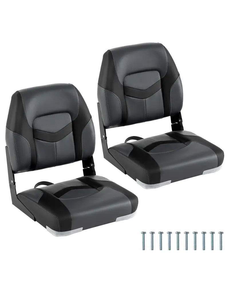 2-Pack Boat Seats with Fixing Bolts and Hinges-Black - Black - Surfing