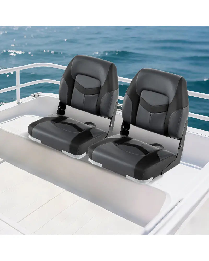 2-Pack Boat Seats with Fixing Bolts and Hinges-Black - Black - Surfing