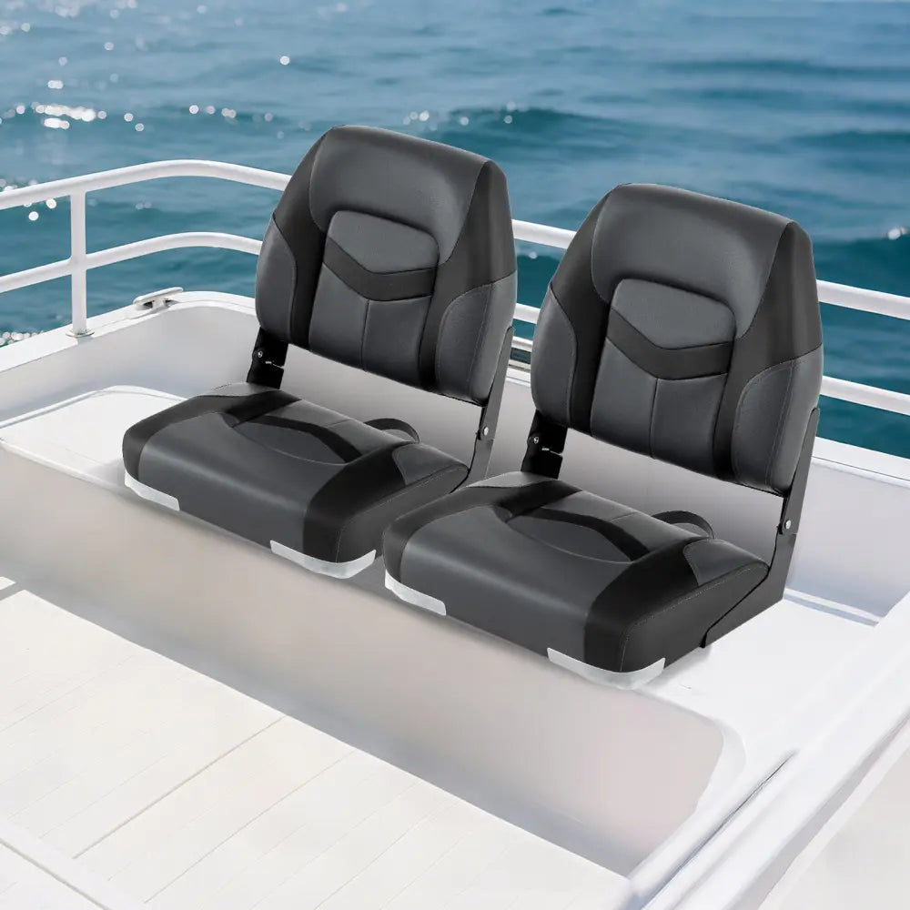 2-Pack Boat Seats with Fixing Bolts and Hinges-Black - Black - Surfing