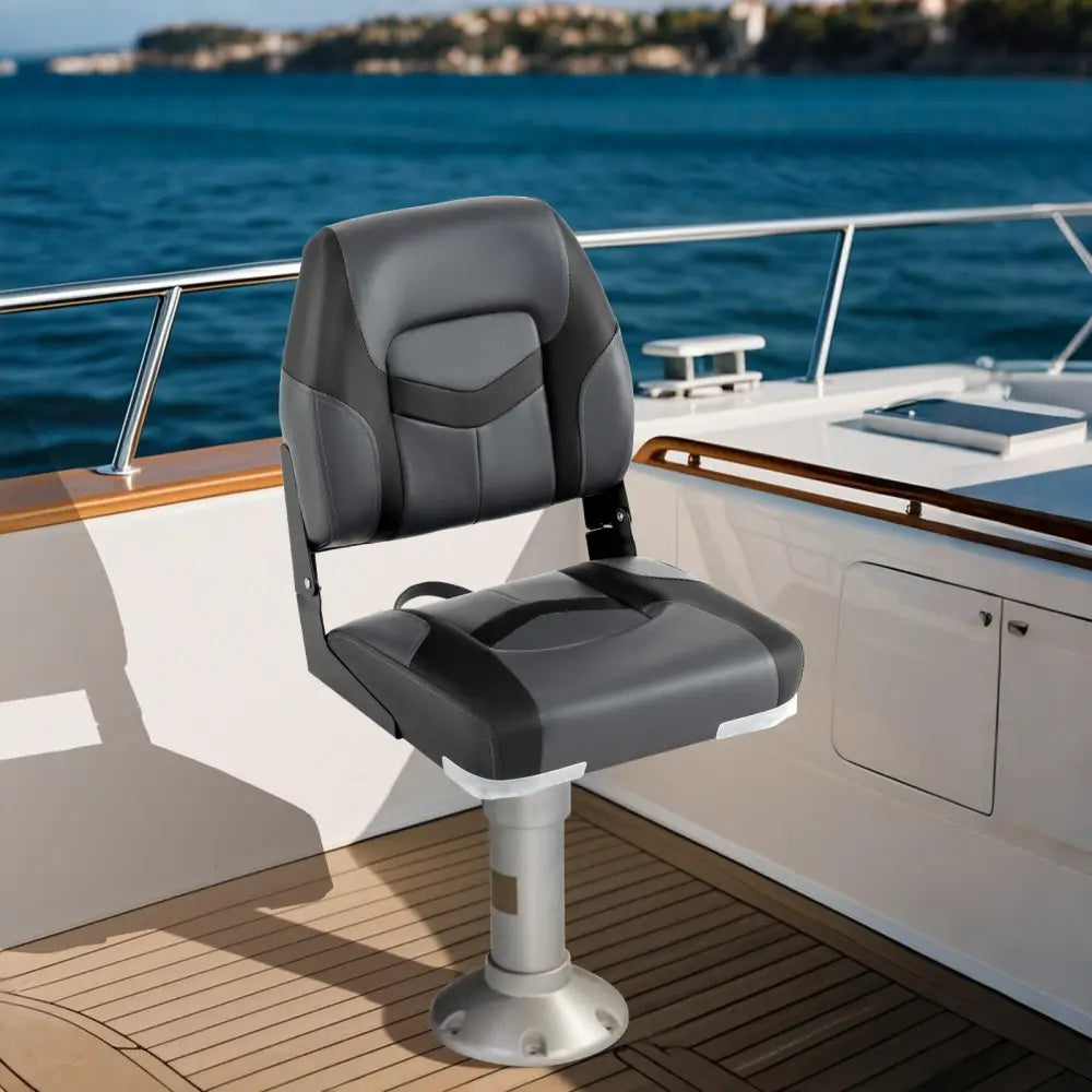 2-Pack Boat Seats with Fixing Bolts and Hinges-Black - Black - Surfing