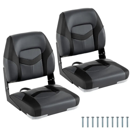 2-Pack Boat Seats with Fixing Bolts and Hinges-Black - Black - Surfing
