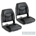 2-Pack Boat Seats with Fixing Bolts and Hinges-Black - Black - Surfing