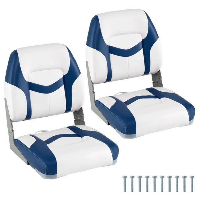 2-Pack Boat Seats with Fixing Bolts and Hinges-Blue - Blue - Surfing