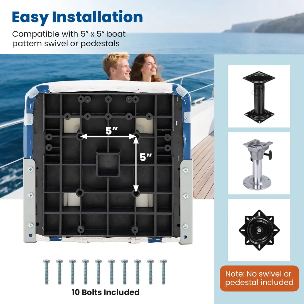2-Pack Boat Seats with Fixing Bolts and Hinges-Blue - Blue - Surfing