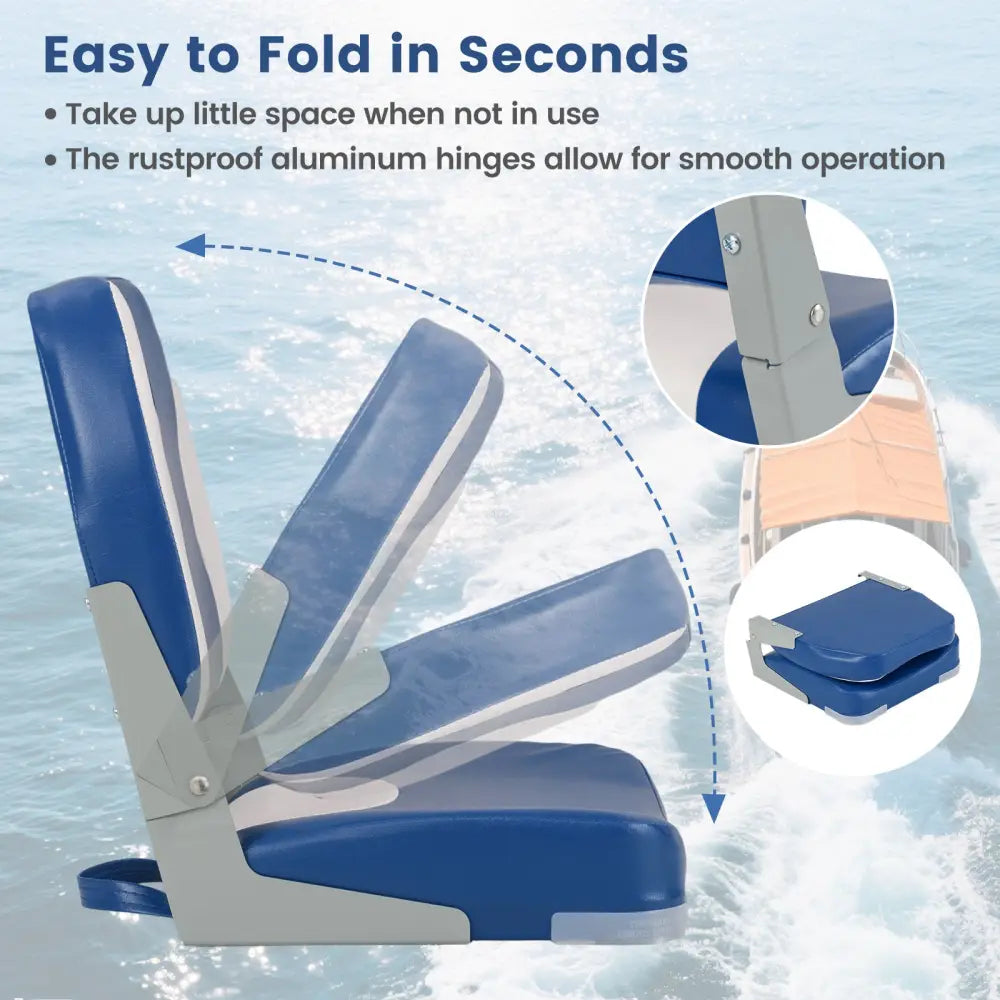 2-Pack Boat Seats with Thick Sponge Padding-Blue - Blue - Surfing