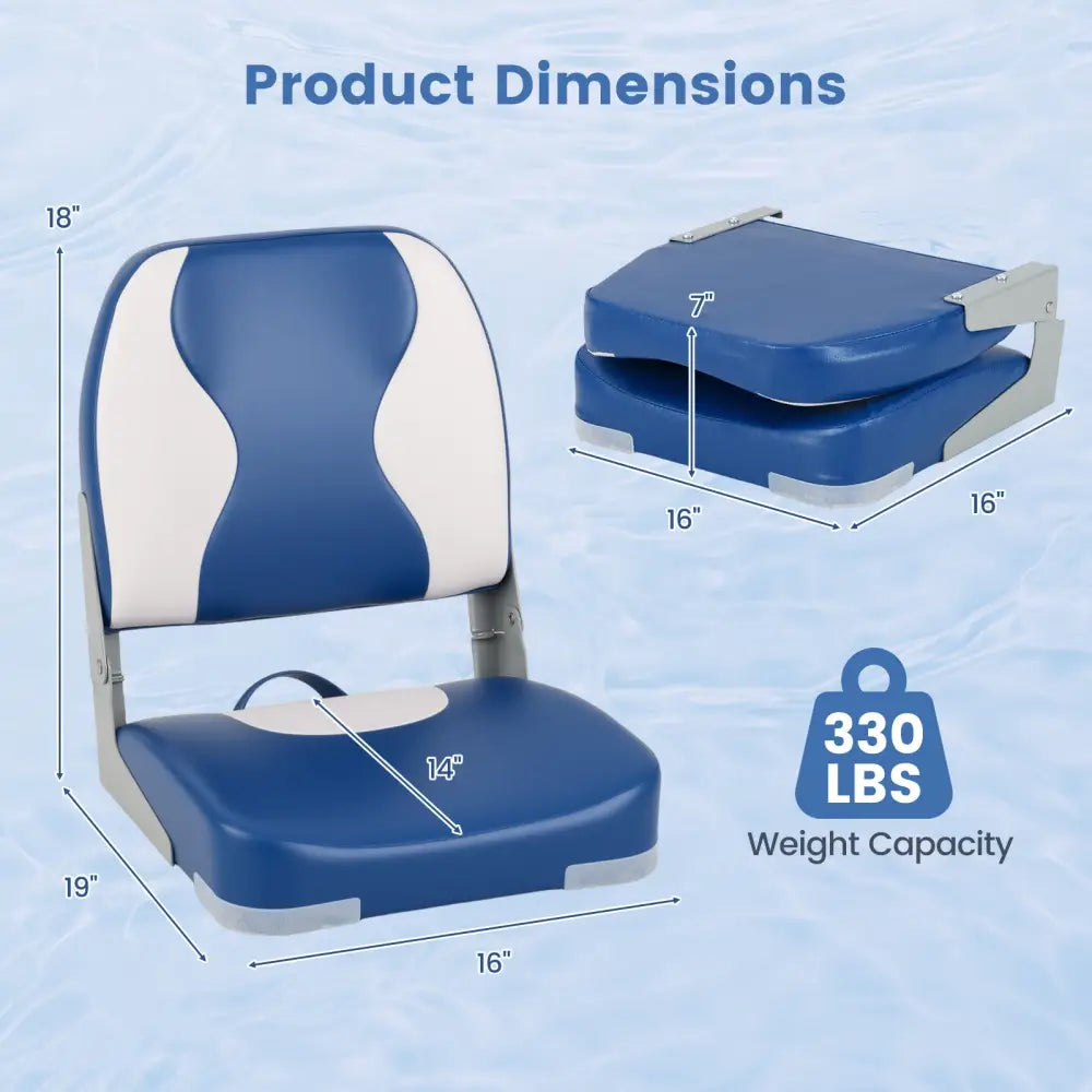 2-Pack Boat Seats with Thick Sponge Padding-Blue - Blue - Surfing