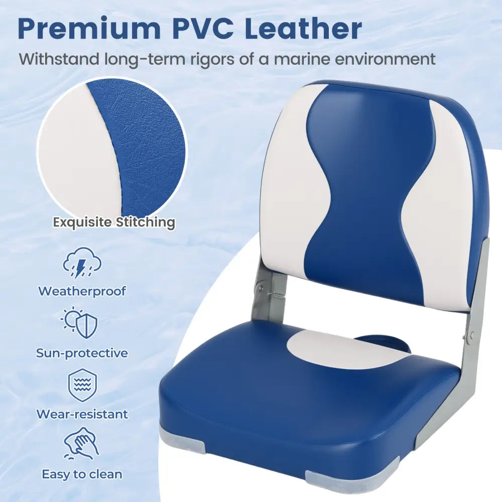2-Pack Boat Seats with Thick Sponge Padding-Blue - Blue - Surfing
