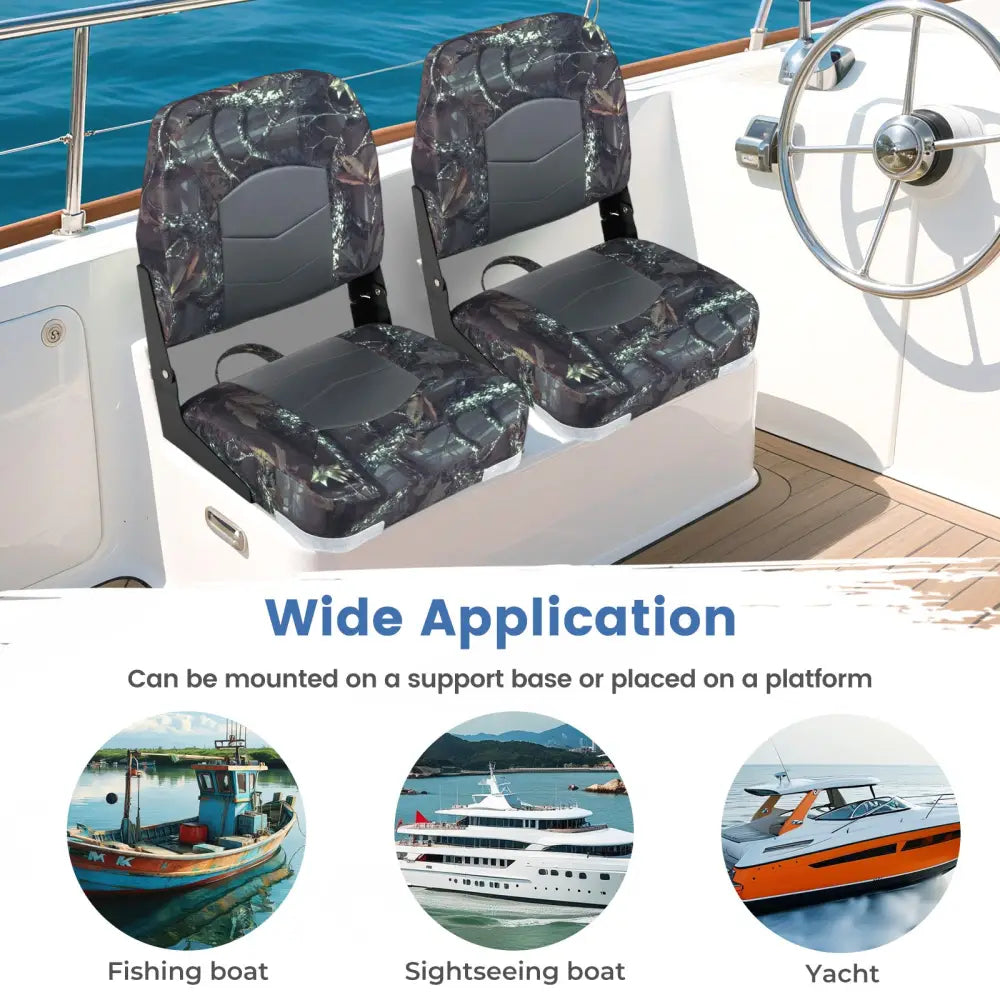2-Pack Boat Seats with Thick Sponge Padding-Camouflage - Camouflage - Surfing