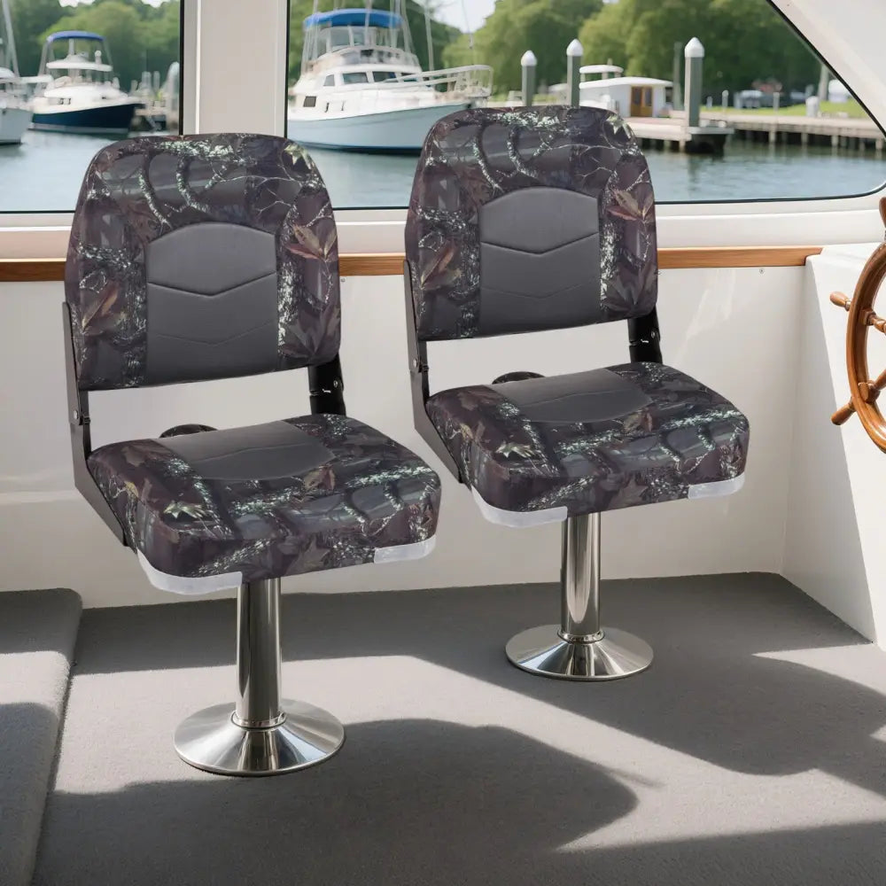 2-Pack Boat Seats with Thick Sponge Padding-Camouflage - Camouflage - Surfing