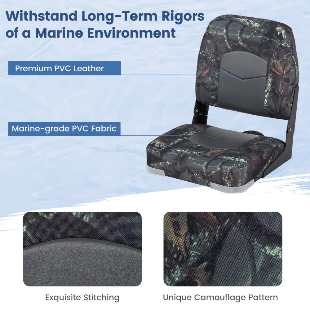 2-Pack Boat Seats with Thick Sponge Padding-Camouflage - Camouflage - Surfing