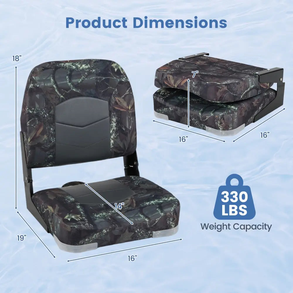 2-Pack Boat Seats with Thick Sponge Padding-Camouflage - Camouflage - Surfing