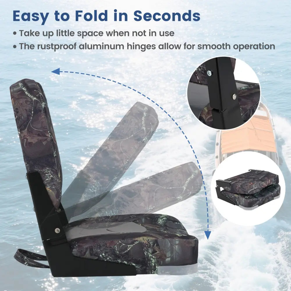 2-Pack Boat Seats with Thick Sponge Padding-Camouflage - Camouflage - Surfing