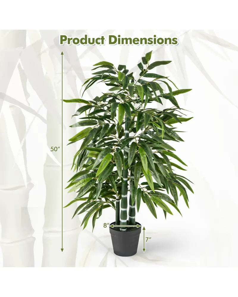 2 Pack Fake Bamboo Leave Tree with 3 PE Bamboo Trunk-Green - Green - Faux Plants