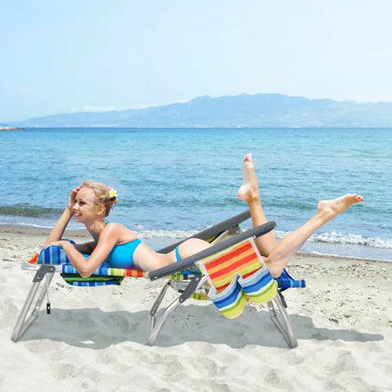2-Pack Folding Backpack Beach Chair 5-Position Outdoor Reclining Chairs with Pillow-Yellow - Yellow - Beach & Lawn