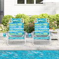 2 Pack Folding Beach Chair with Adjustable Positions and Head Pillow-Green - Green - Beach & Lawn Chairs