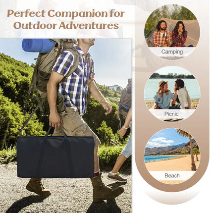 2 Pack Folding Camping Table with Wood-grain Tabletop for Hiking Party-Natural - Natural - Camping Furniture