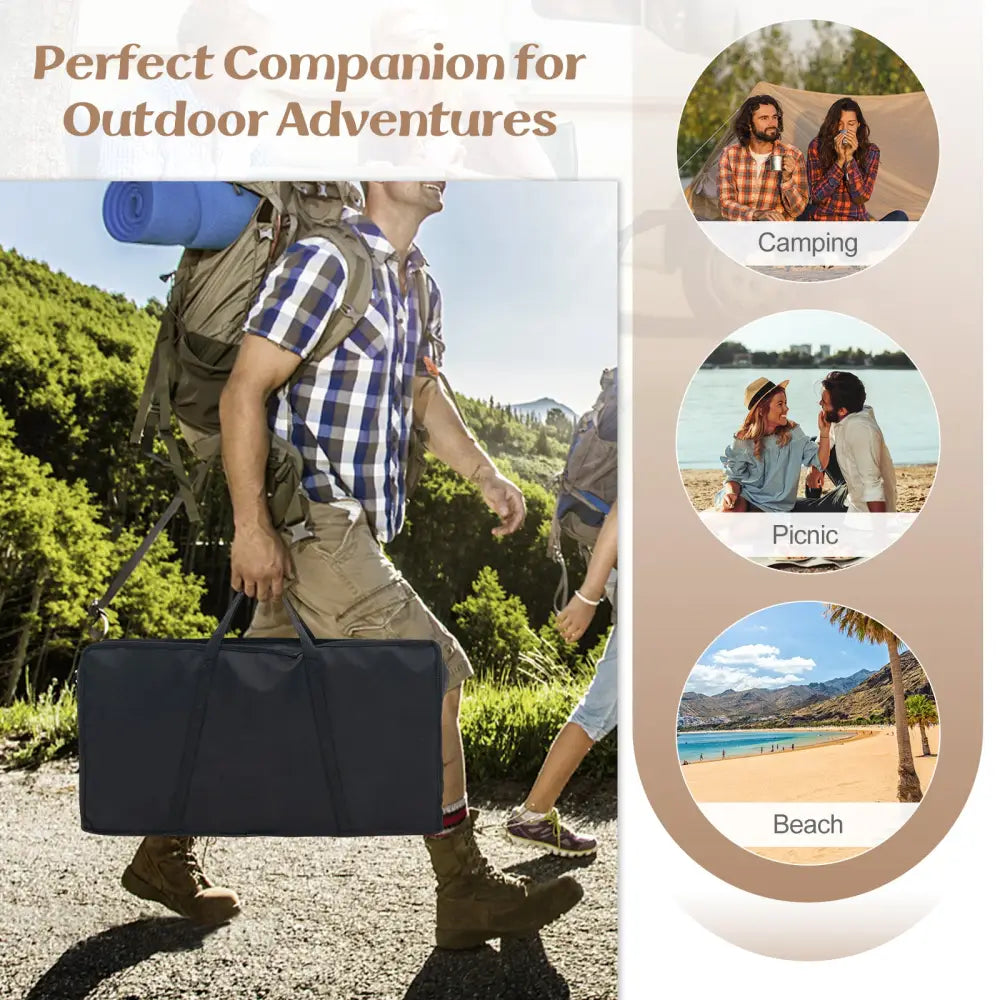 2 Pack Folding Camping Table with Wood-grain Tabletop for Hiking Party-Natural - Natural - Camping Furniture