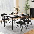 2 Pack Folding Chairs with Metal Frame and PVC Leather for Indoor Outdoor-Black Costway