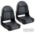 2-Pack Folding High Back Boat Chairs with Sponge Padding and Fixing Bolts-Black - Black - Surfing
