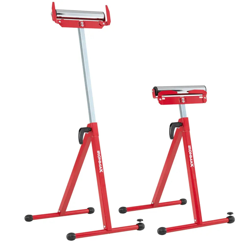 2-Pack Folding Roller Stands Portable Outfeed Supports with Adjustable Height-Red - Red - Garages