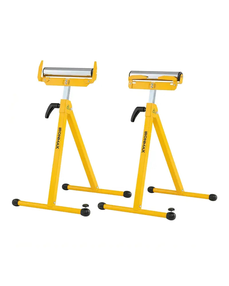 2-Pack Folding Roller Stands Portable Outfeed Supports with Adjustable Height-Yellow - Yellow - Garages