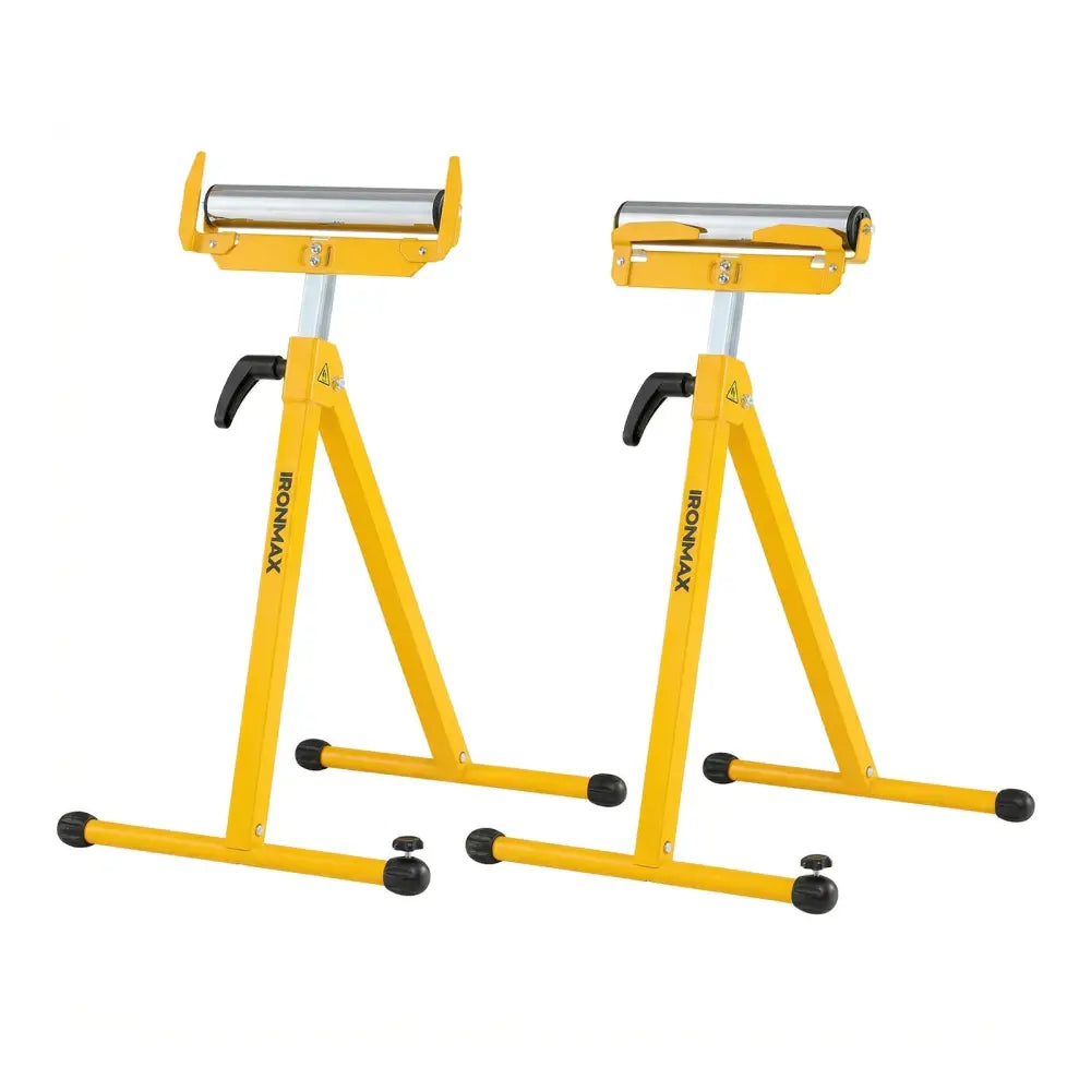 2-Pack Folding Roller Stands Portable Outfeed Supports with Adjustable Height-Yellow - Yellow - Garages