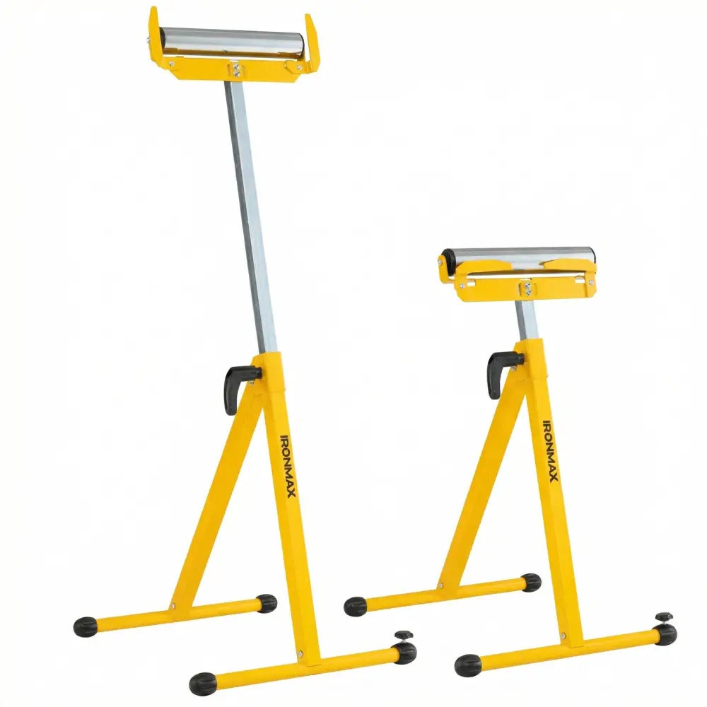 2-Pack Folding Roller Stands Portable Outfeed Supports with Adjustable Height-Yellow - Yellow - Garages