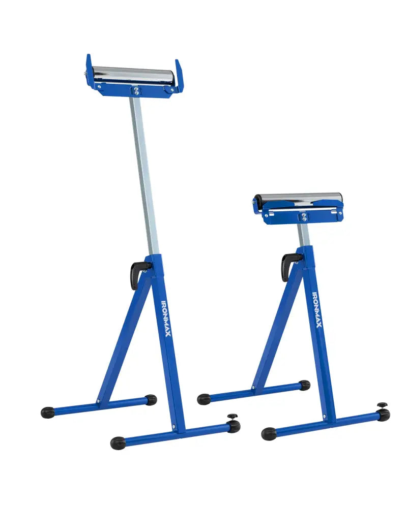 2-Pack Folding Roller Stands Portable Outfeed Supports with Adjustable Height-Blue - Blue - Garages