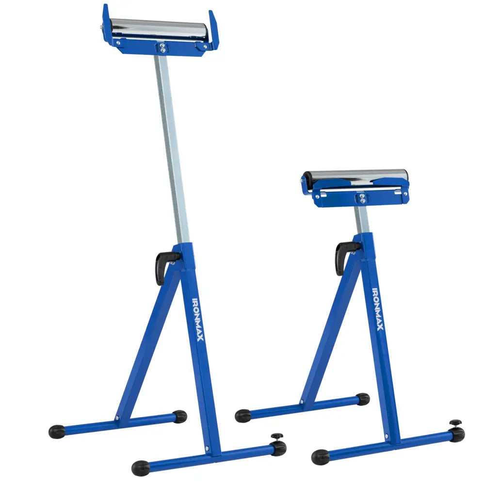 2-Pack Folding Roller Stands Portable Outfeed Supports with Adjustable Height-Blue - Blue - Garages