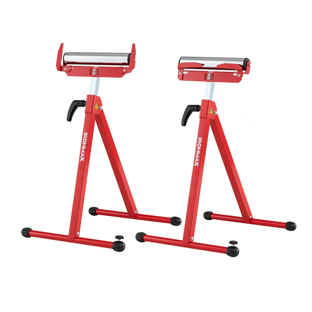 2-Pack Folding Roller Stands Portable Outfeed Supports with Adjustable Height-Red - Red - Garages