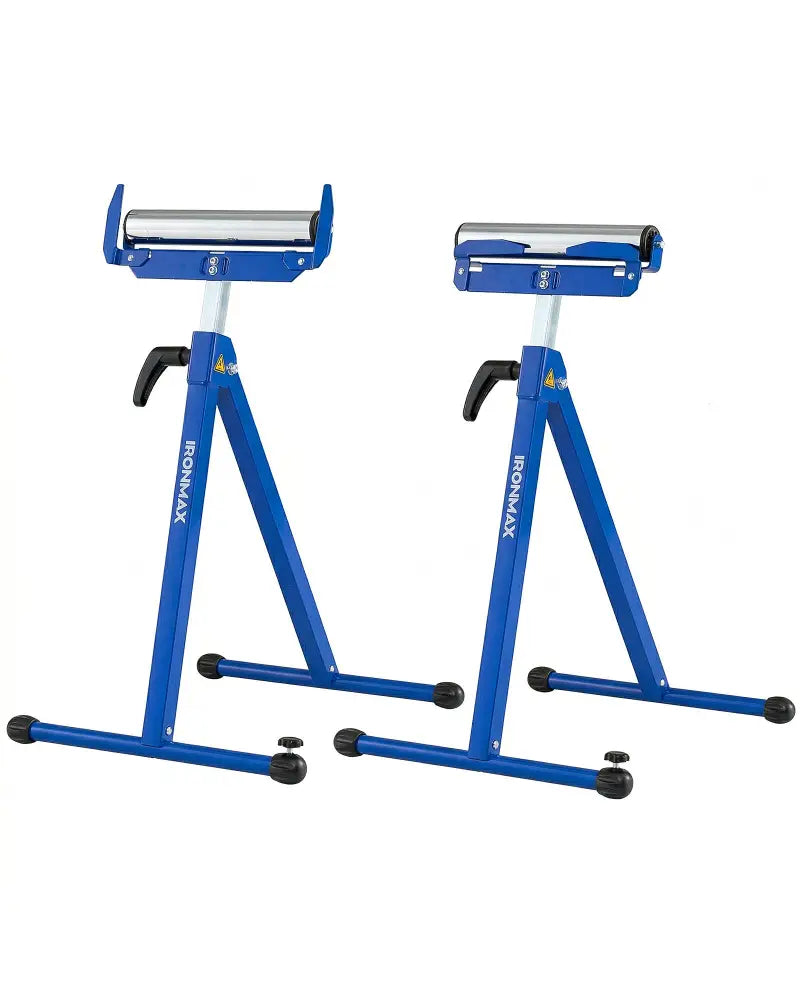 2-Pack Folding Roller Stands Portable Outfeed Supports with Adjustable Height-Blue - Blue - Garages