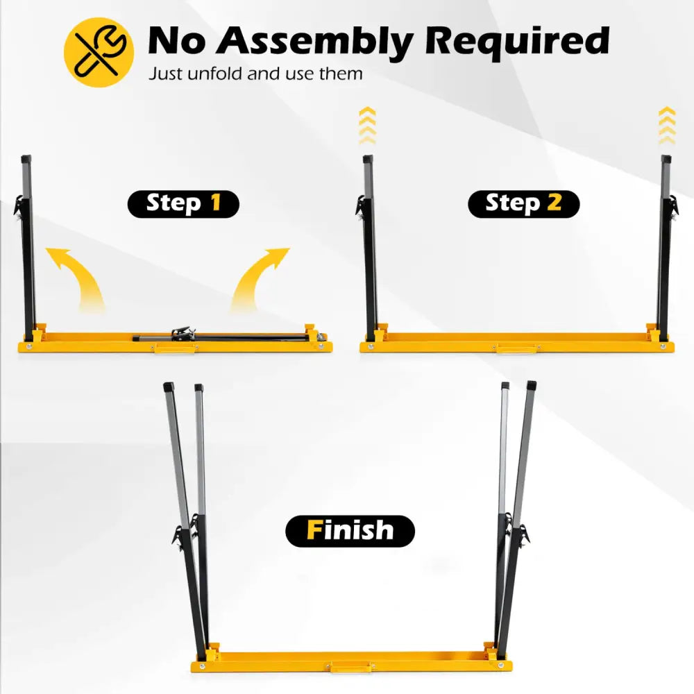 2 Pack Folding Saw Horses with 12 Adjustable Leg Heights and Handles-Yellow - Yellow - Garages