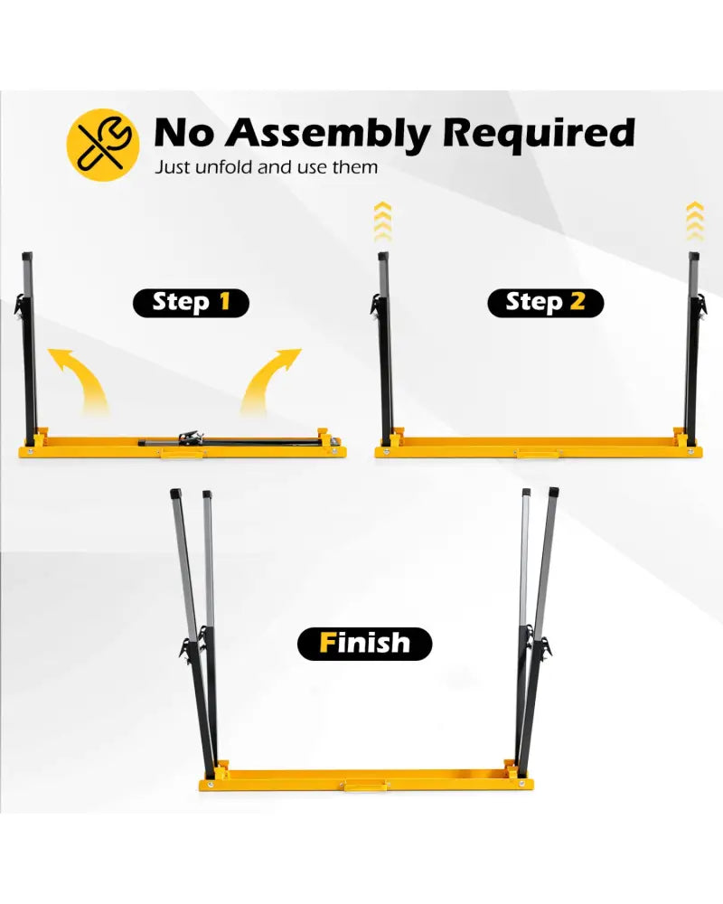 2 Pack Folding Saw Horses with 12 Adjustable Leg Heights and Handles-Yellow - Yellow - Garages