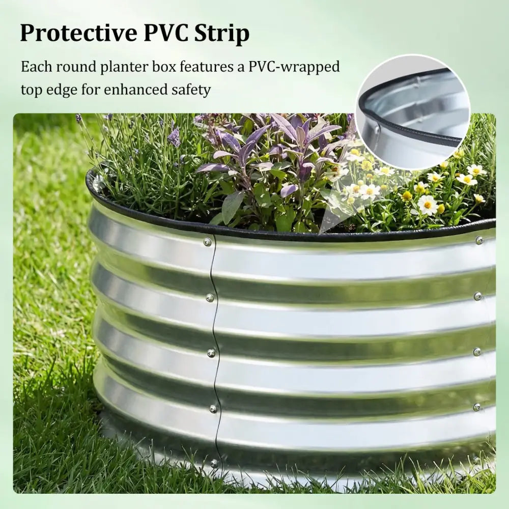 2 Pack Galvanized Raised Garden Bed Kit with Open-Ended Base-Silver - Silver - Raised Garden Beds