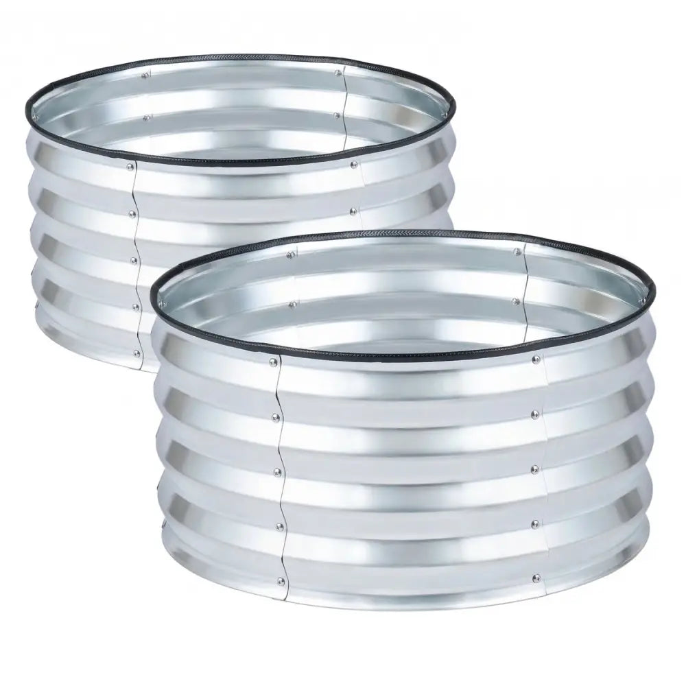 2 Pack Galvanized Raised Garden Bed Kit with Open-Ended Base-Silver - Silver - Raised Garden Beds