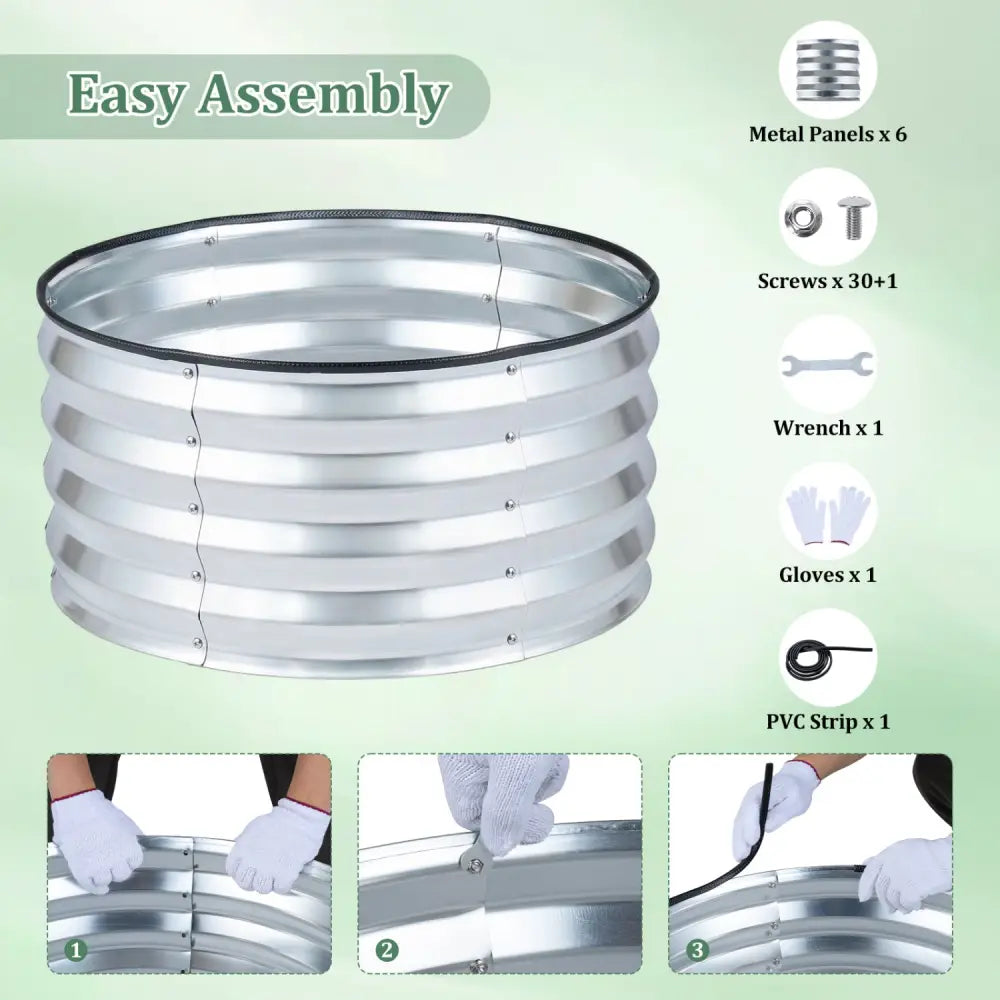 2 Pack Galvanized Raised Garden Bed Kit with Open-Ended Base-Silver - Silver - Raised Garden Beds