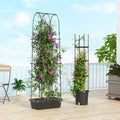 2 Pack Garden Planters with Trellis Cucumber Trellis Tomato Cage-Black - Black - Raised Garden Beds