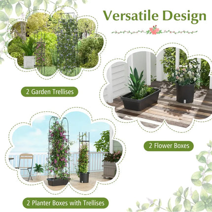 2 Pack Garden Planters with Trellis Cucumber Trellis Tomato Cage-Black - Black - Raised Garden Beds