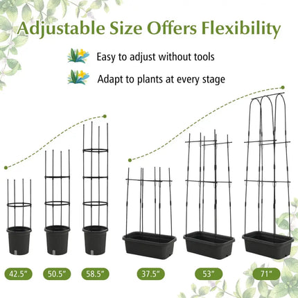 2 Pack Garden Planters with Trellis Cucumber Trellis Tomato Cage-Black - Black - Raised Garden Beds