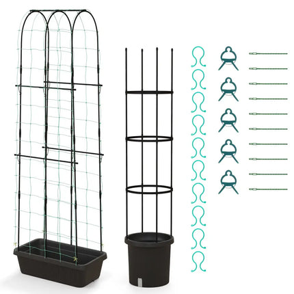 2 Pack Garden Planters with Trellis Cucumber Trellis Tomato Cage-Black - Black - Raised Garden Beds