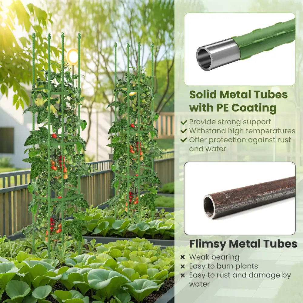 2-Pack Garden Trellis Tomato Cage with Adjustable Height-Green - Green - Plant Supports