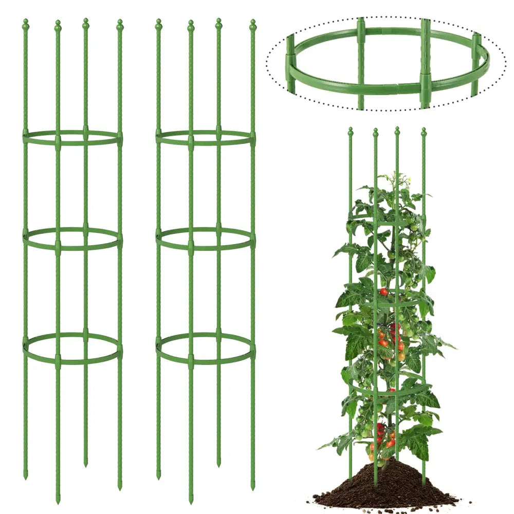 2-Pack Garden Trellis Tomato Cage with Adjustable Height-Green - Green - Plant Supports