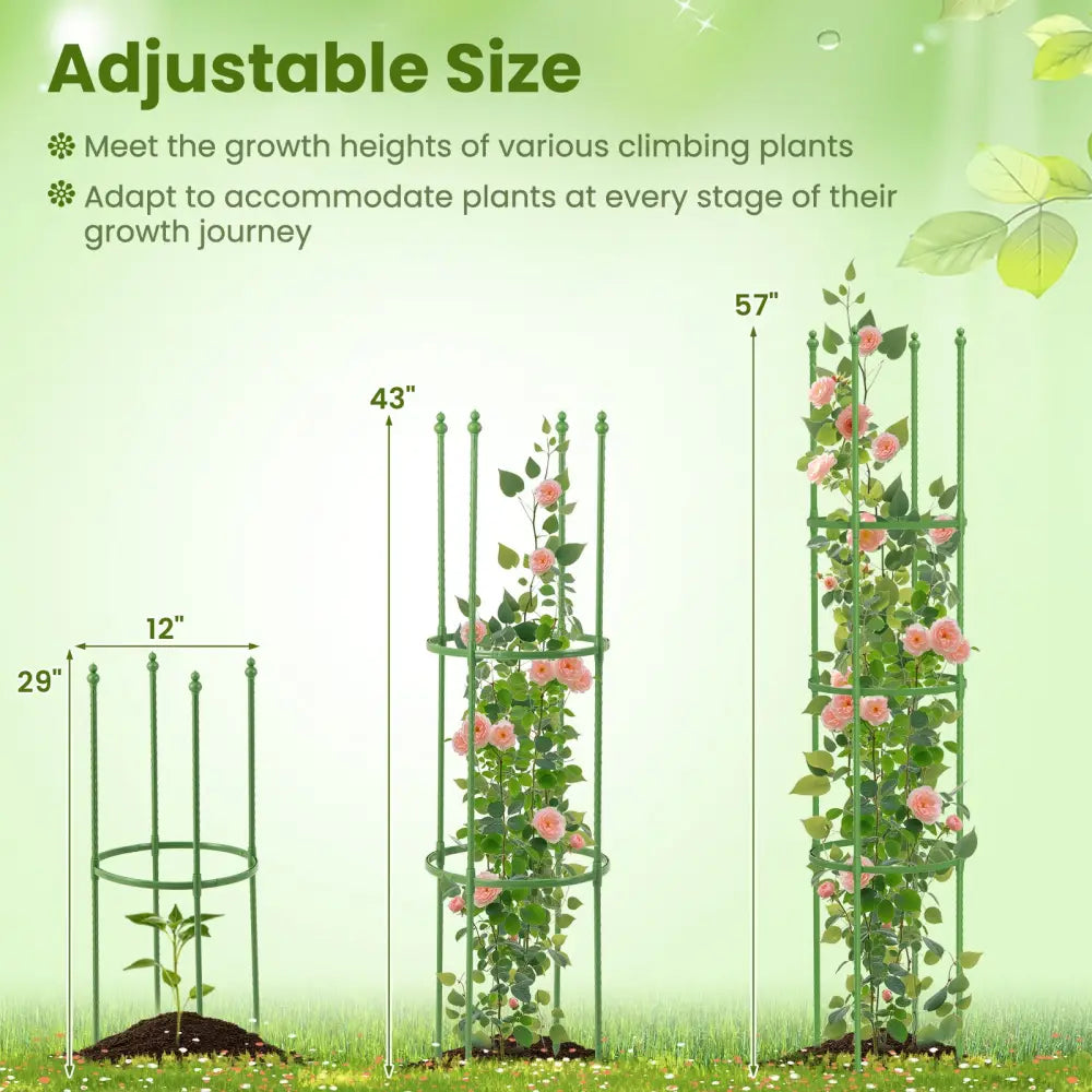 2-Pack Garden Trellis Tomato Cage with Adjustable Height-Green - Green - Plant Supports
