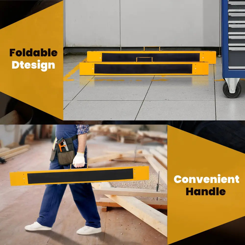 2 Pack Heavy Duty Sawhorse with Steel Folding Legs - Yellow - Garages