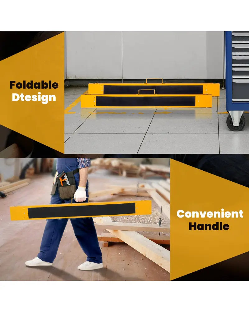 2 Pack Heavy Duty Sawhorse with Steel Folding Legs - Yellow - Garages