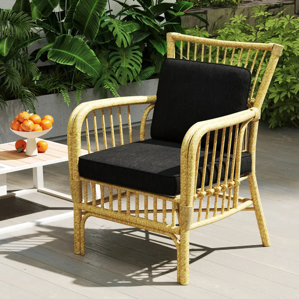 2-Pack Outdoor Patio Cushion Set with Removable Covers-Black - Black - Outdoor Furniture Accessories