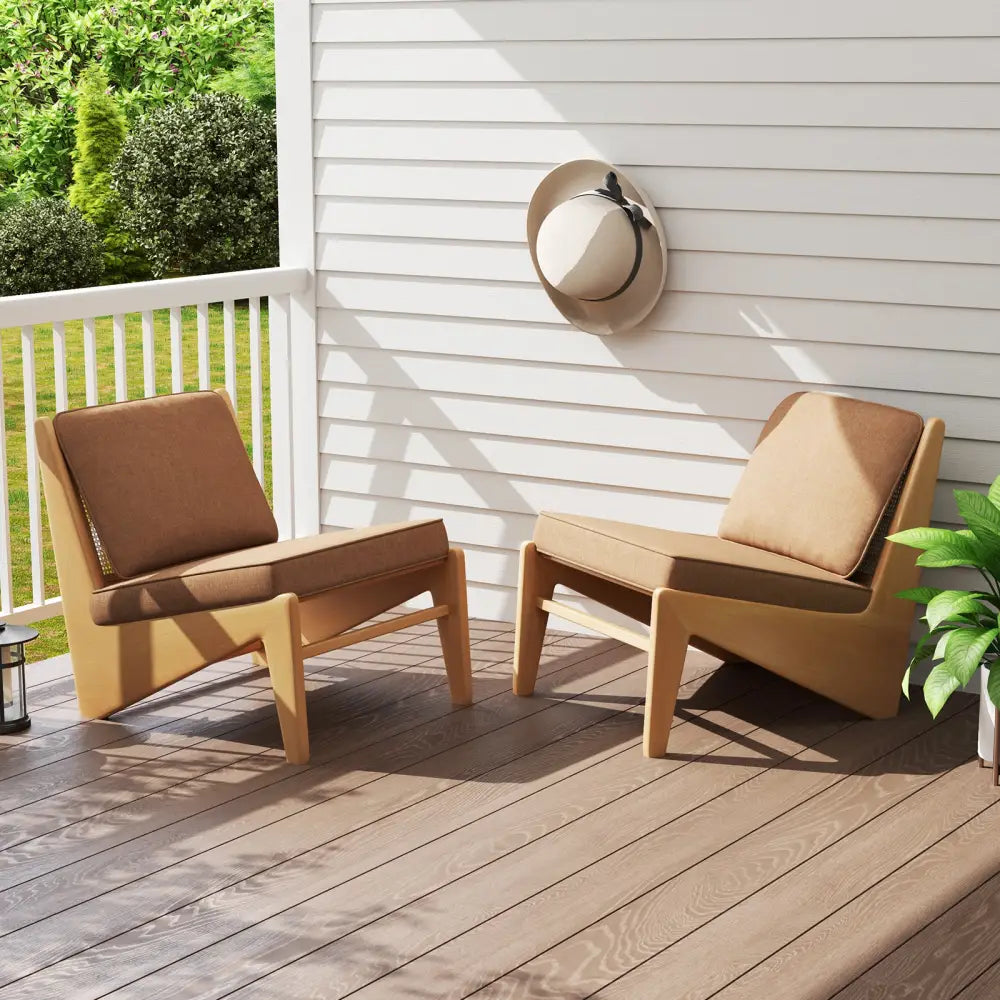2-Pack Outdoor Patio Cushion Set with Removable Covers-Brown - Brown - Outdoor Furniture Accessories